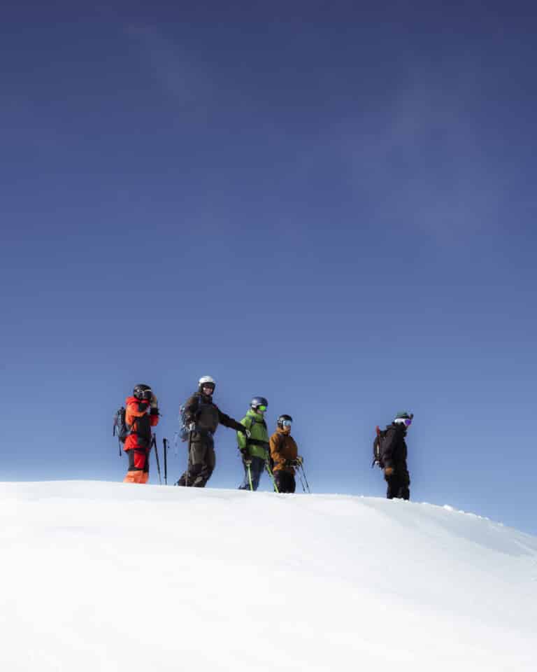 Skiers on the top of the mouintain