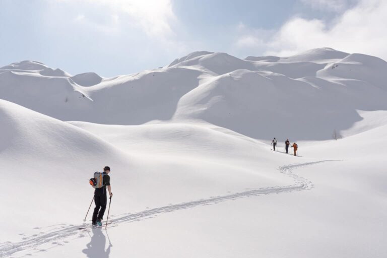 People on the way up in the alps