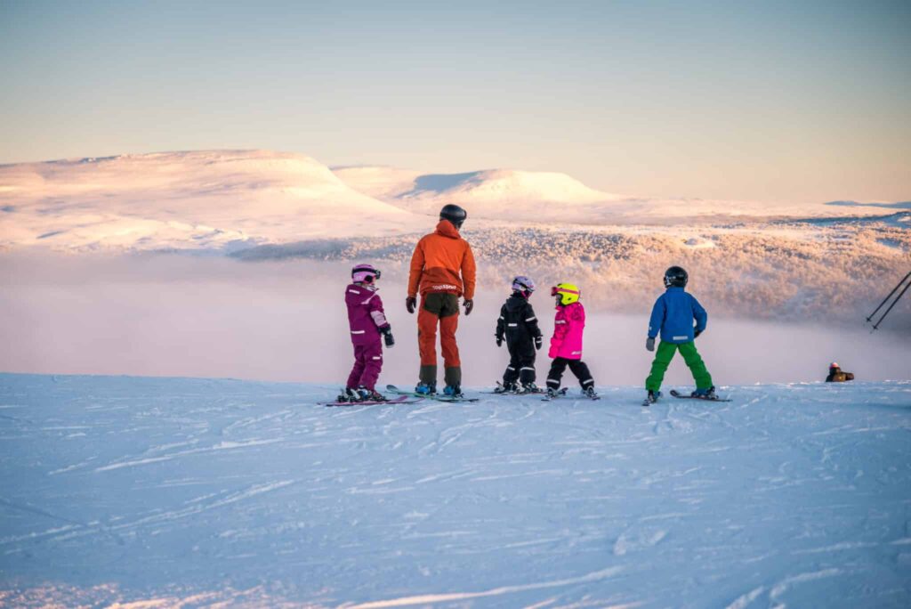 family ski holiday in sweden